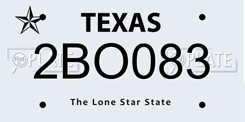 2BO083 Texas License Plate