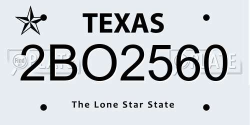 2BO2560 Texas License Plate