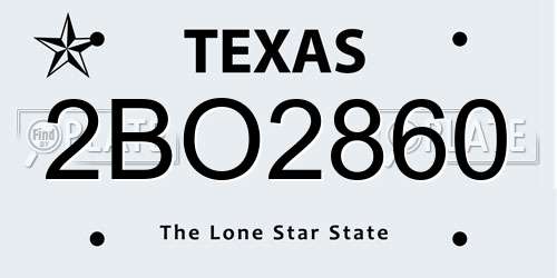 2BO2860 Texas License Plate