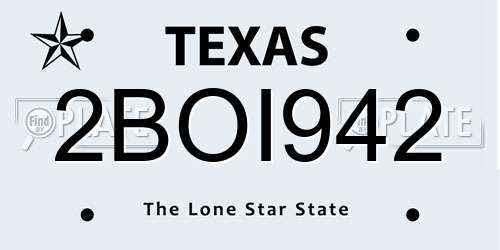 2BOI942 Texas License Plate