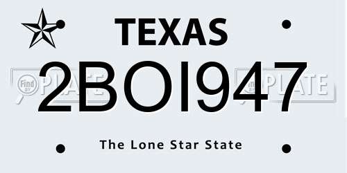 2BOI947 Texas License Plate