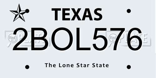 2BOL576 Texas License Plate