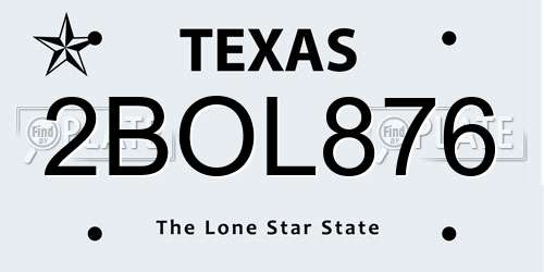 2BOL876 Texas License Plate
