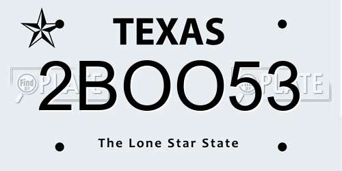 2BOO53 Texas License Plate