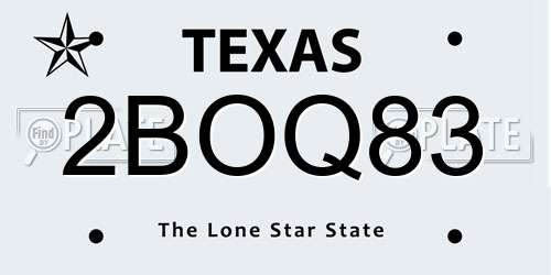 2BOQ83 Texas License Plate