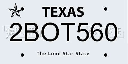 2BOT560 Texas License Plate