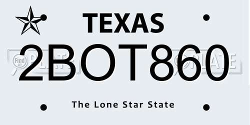 2BOT860 Texas License Plate