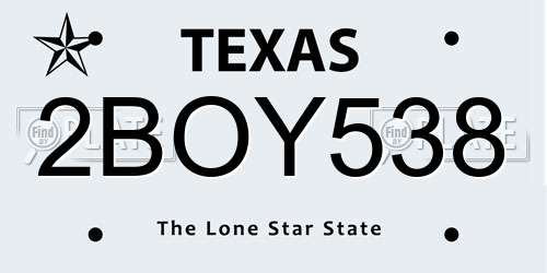 2BOY538 Texas License Plate