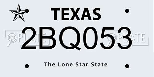 2BQ053 Texas License Plate
