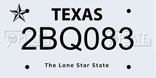2BQ083 Texas License Plate