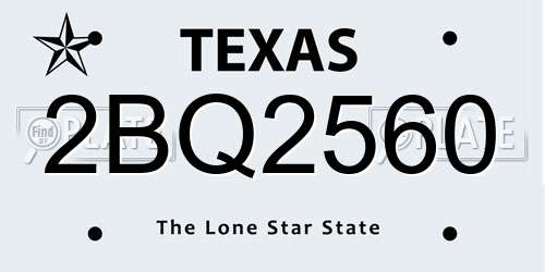 2BQ2560 Texas License Plate