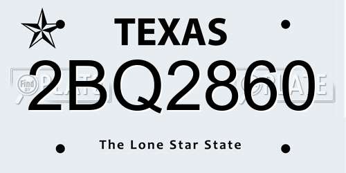 2BQ2860 Texas License Plate