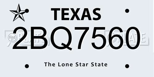 2BQ7560 Texas License Plate