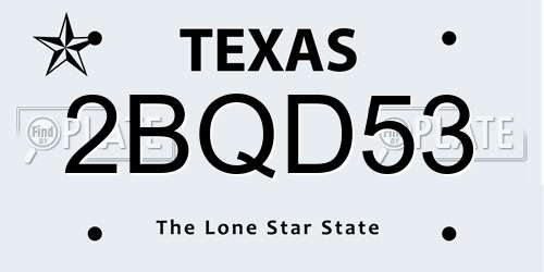 2BQD53 Texas License Plate