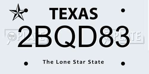 2BQD83 Texas License Plate