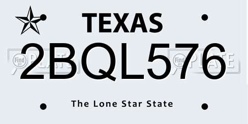 2BQL576 Texas License Plate