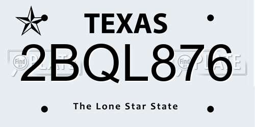 2BQL876 Texas License Plate
