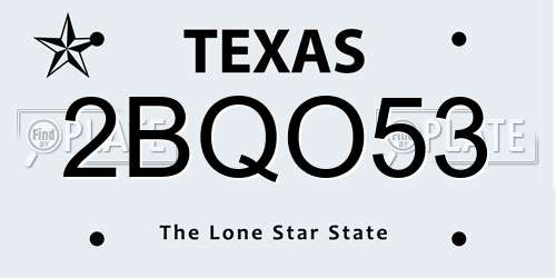2BQO53 Texas License Plate
