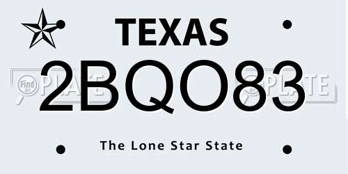 2BQO83 Texas License Plate