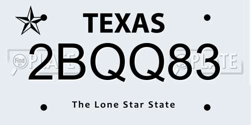 2BQQ83 Texas License Plate