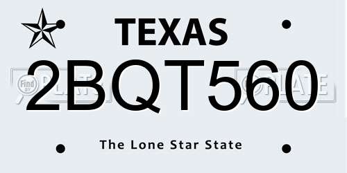 2BQT560 Texas License Plate