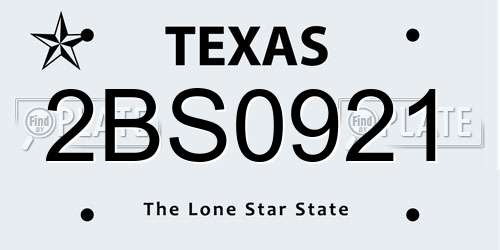 2BS0921 Texas License Plate