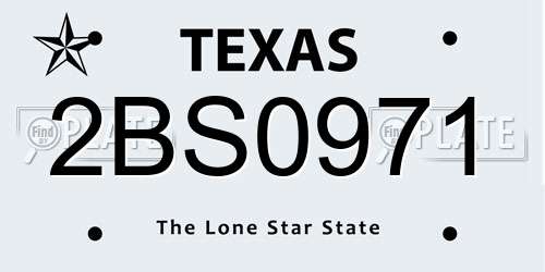 2BS0971 Texas License Plate