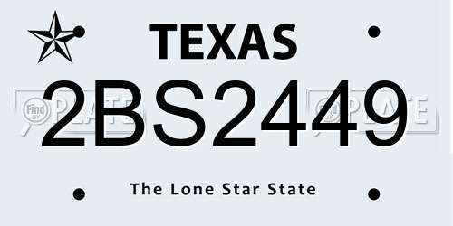 2BS2449 Texas License Plate