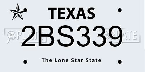 2BS339 Texas License Plate
