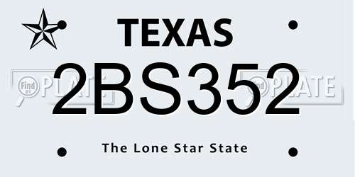 2BS352 Texas License Plate