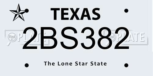 2BS382 Texas License Plate