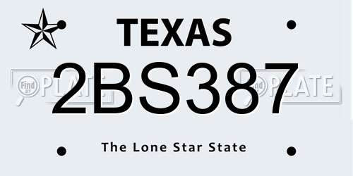 2BS387 Texas License Plate
