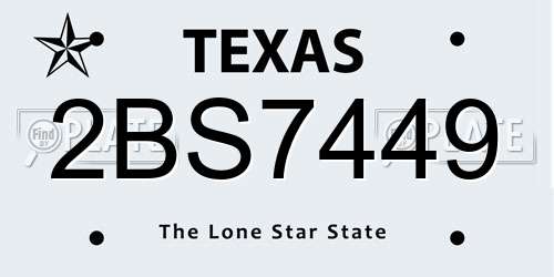 2BS7449 Texas License Plate