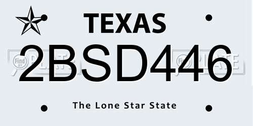 2BSD446 Texas License Plate