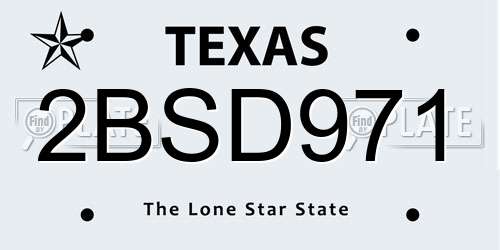 2BSD971 Texas License Plate