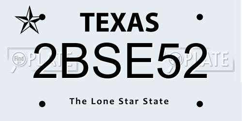 2BSE52 Texas License Plate