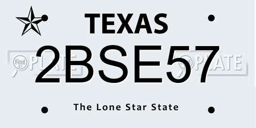 2BSE57 Texas License Plate