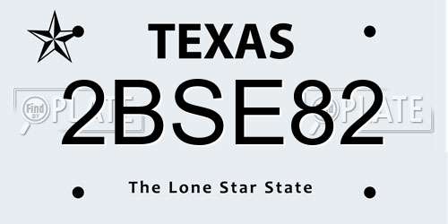 2BSE82 Texas License Plate
