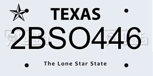 2BSO446 Texas License Plate
