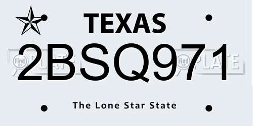 2BSQ971 Texas License Plate