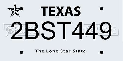 2BST449 Texas License Plate