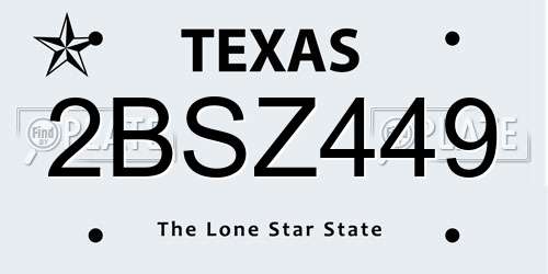 2BSZ449 Texas License Plate
