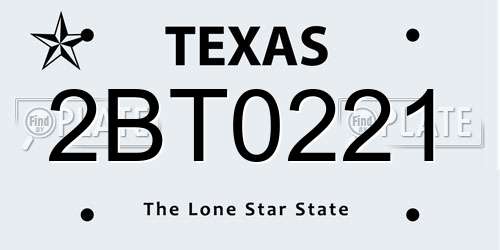 2BT0221 Texas License Plate
