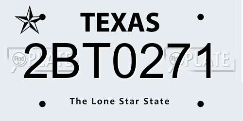 2BT0271 Texas License Plate
