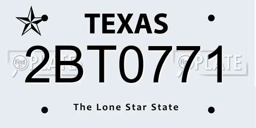 2BT0771 Texas License Plate