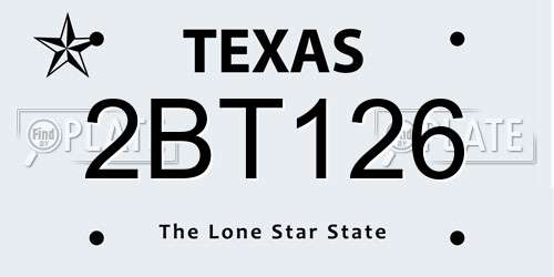 2BT126 Texas License Plate