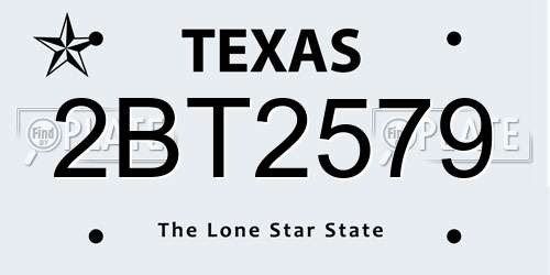 2BT2579 Texas License Plate