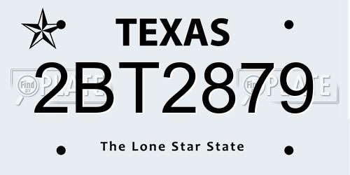 2BT2879 Texas License Plate