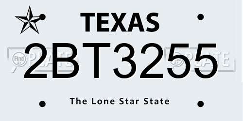 2BT3255 Texas License Plate