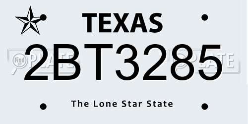 2BT3285 Texas License Plate